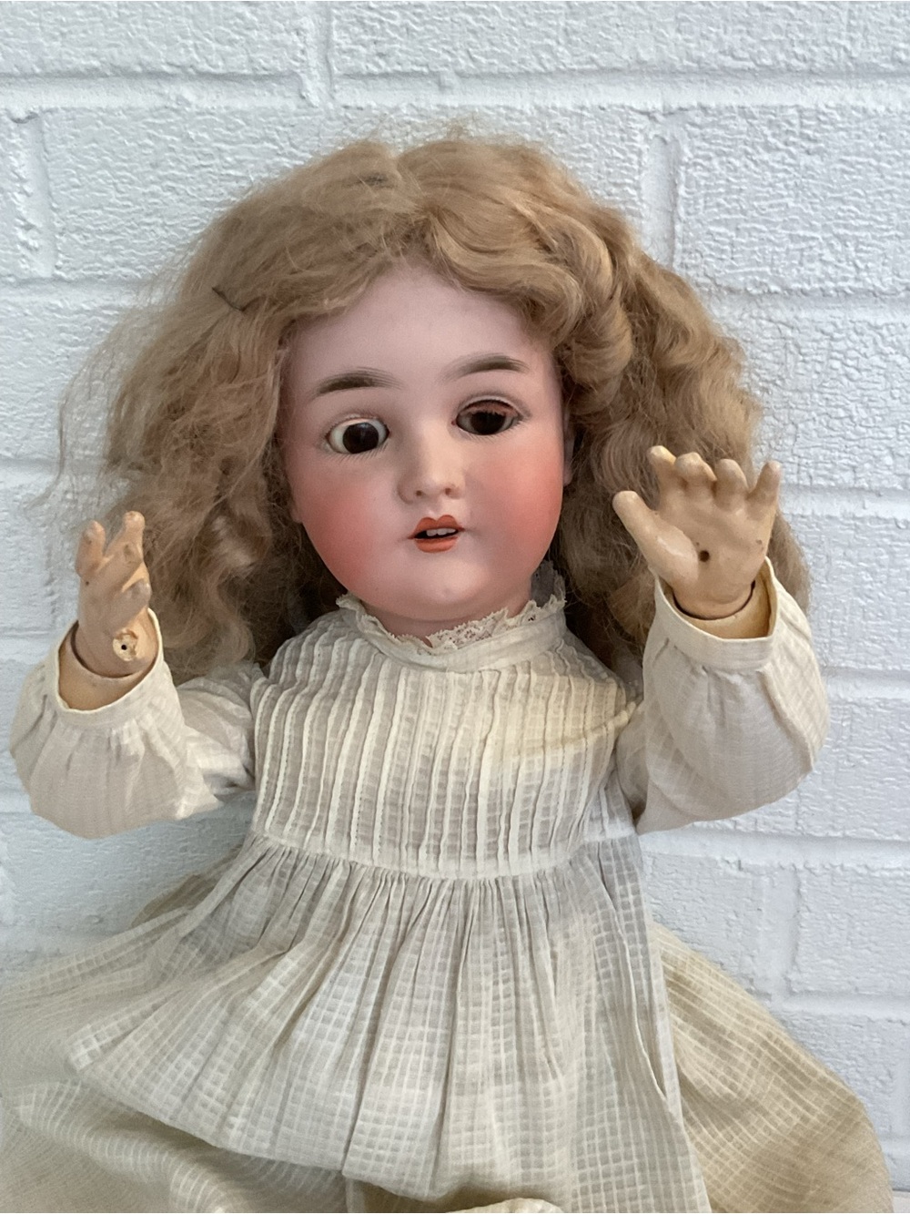 Antique Creepy Old Doll 23” Queen Louise Germany Bisque Sleep Eyes Halloween